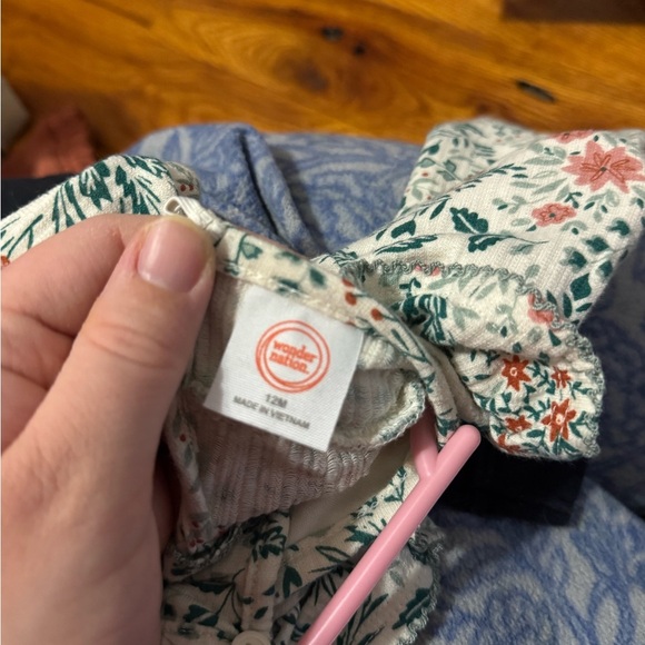 Wonder Nation Floral Fall Baby Romper with Ruffle Collar - Picture 2 of 7